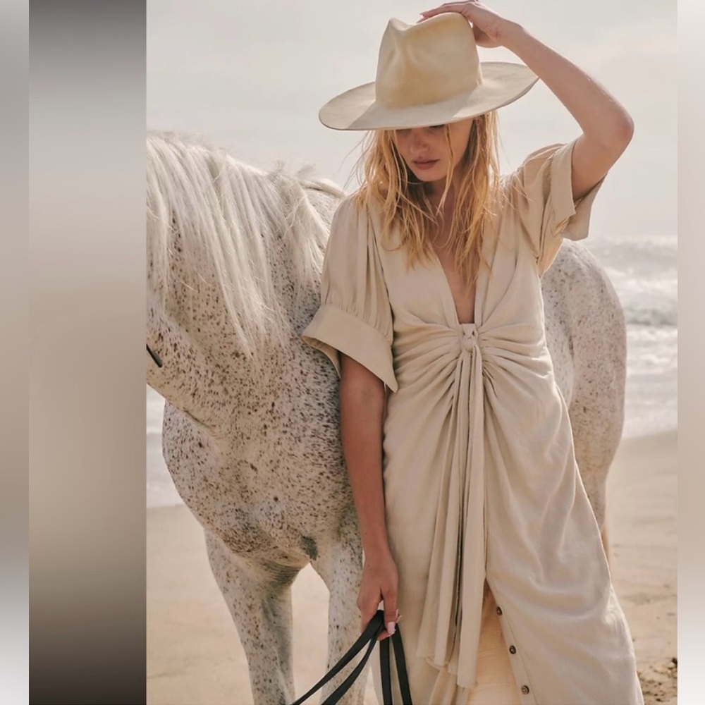 NWT! LE Vintage Summer Midi Dress in “Stone Cold” by Free People (Size XS)
